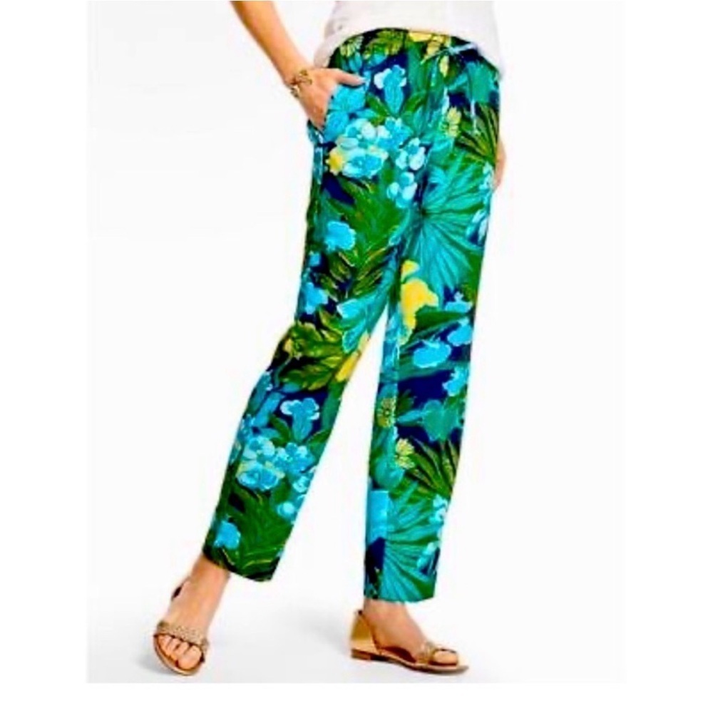Talbots Womens Nautical Tropical Vacation Tropical pull on Pants Size petite